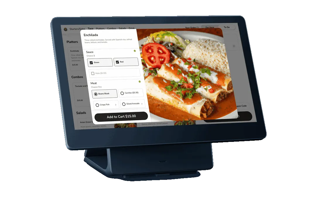 Shift4 Dine Kiosk self-service restaurant ordering screen